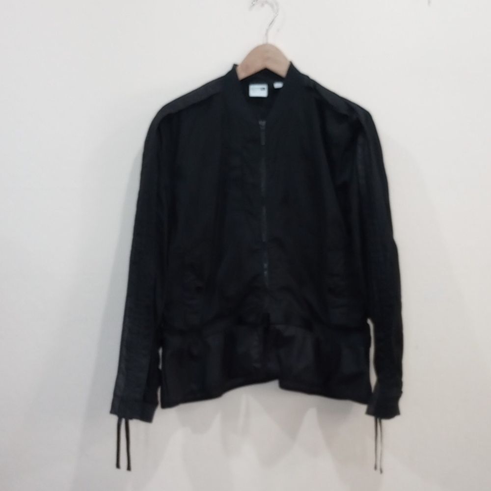 Puma Xtreme Frill Bomber Jacket Black Ruched Tie Sleeves Zip Off Frill Hem XL - Picture 5 of 15
